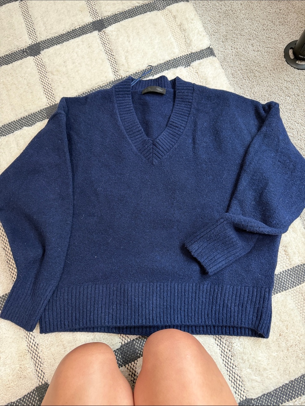Zara Navy Blue V-Neck Sweater